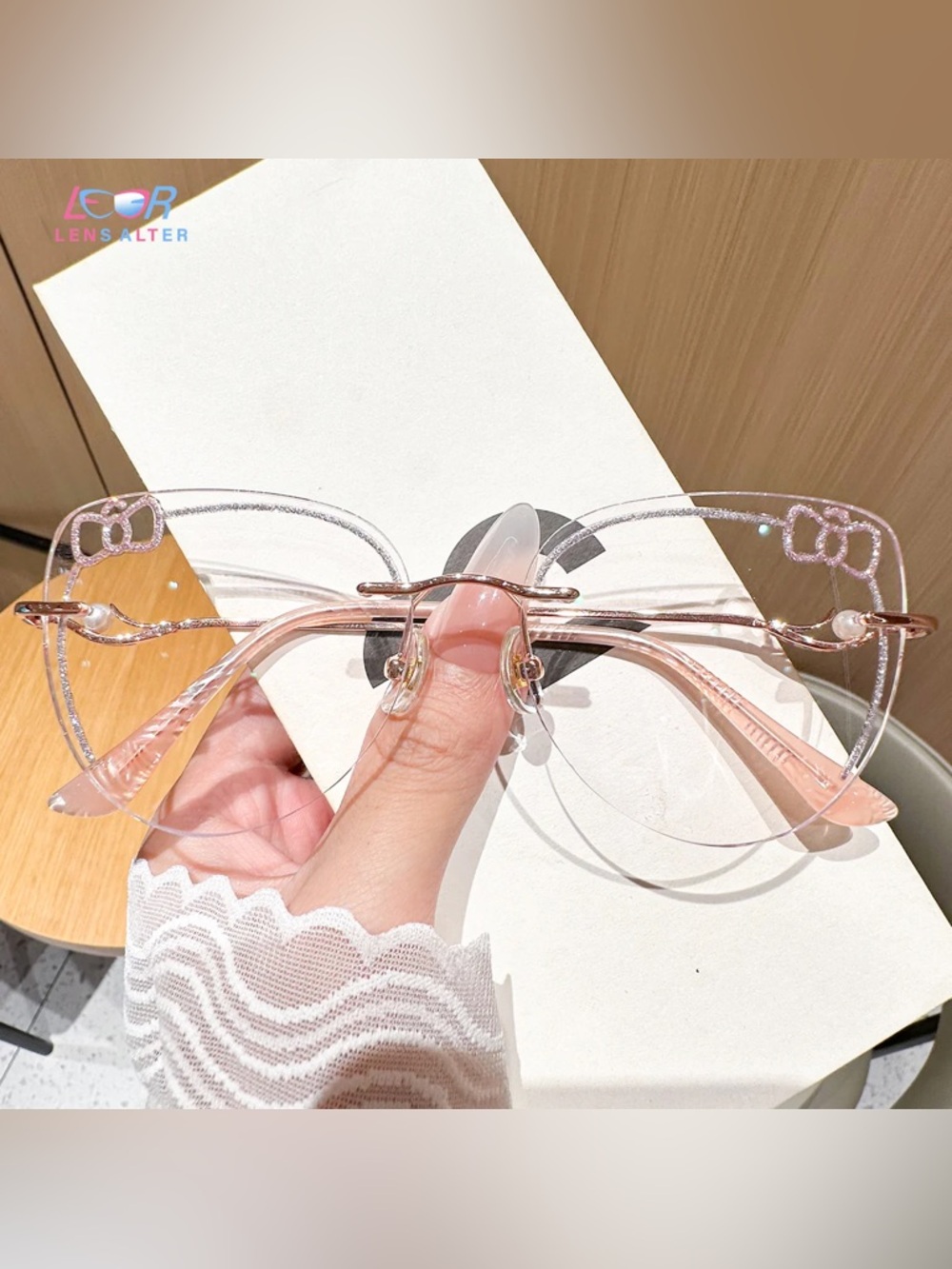 Lens Alter x Hello Kitty Coquette Rimless Glasses